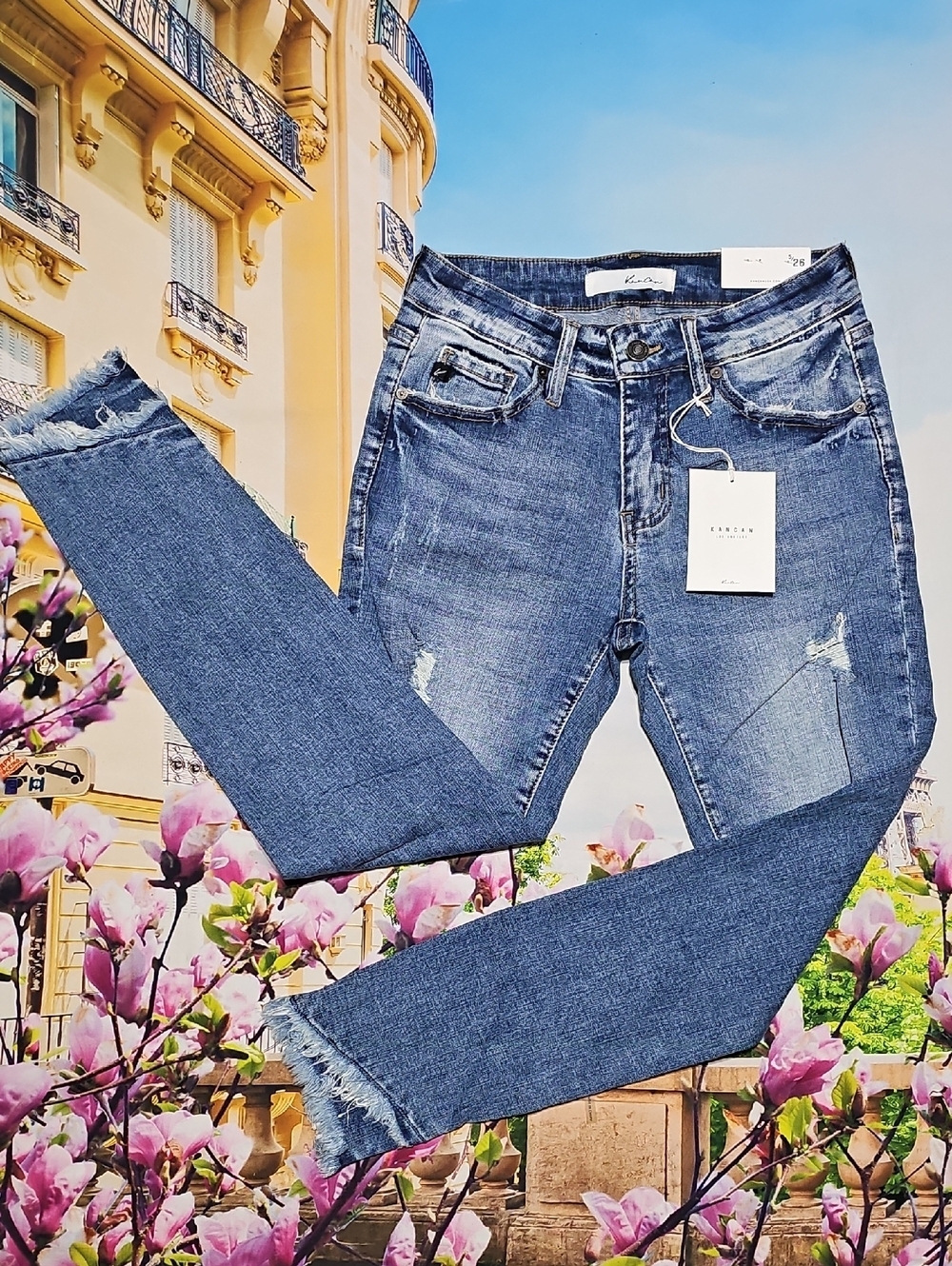 Kancan Distressed Skinny Ankle Jeans Size 5/26 NWT